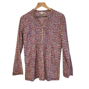Garnet Hill Pleated Garden Girl Ditsy Floral Popover Top Blouse, Size 6